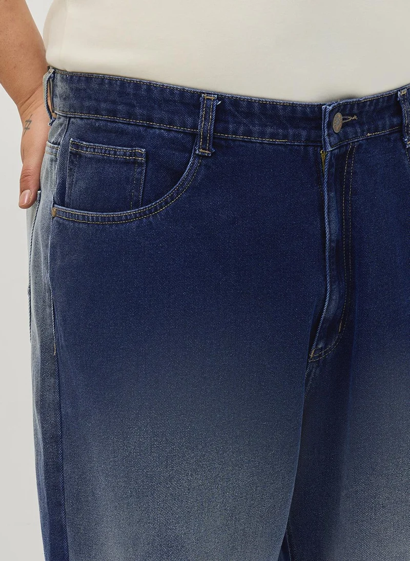 Urbano Fashion  Urbano Plus Men's Dark Blue Loose Baggy Fit Heavy Washed Faded Denim Jeans Non-Stretchable for Men | Best Price UAE